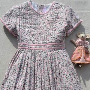 Kiriki dress of cotton & poly. with velvet trim - Size 6Y